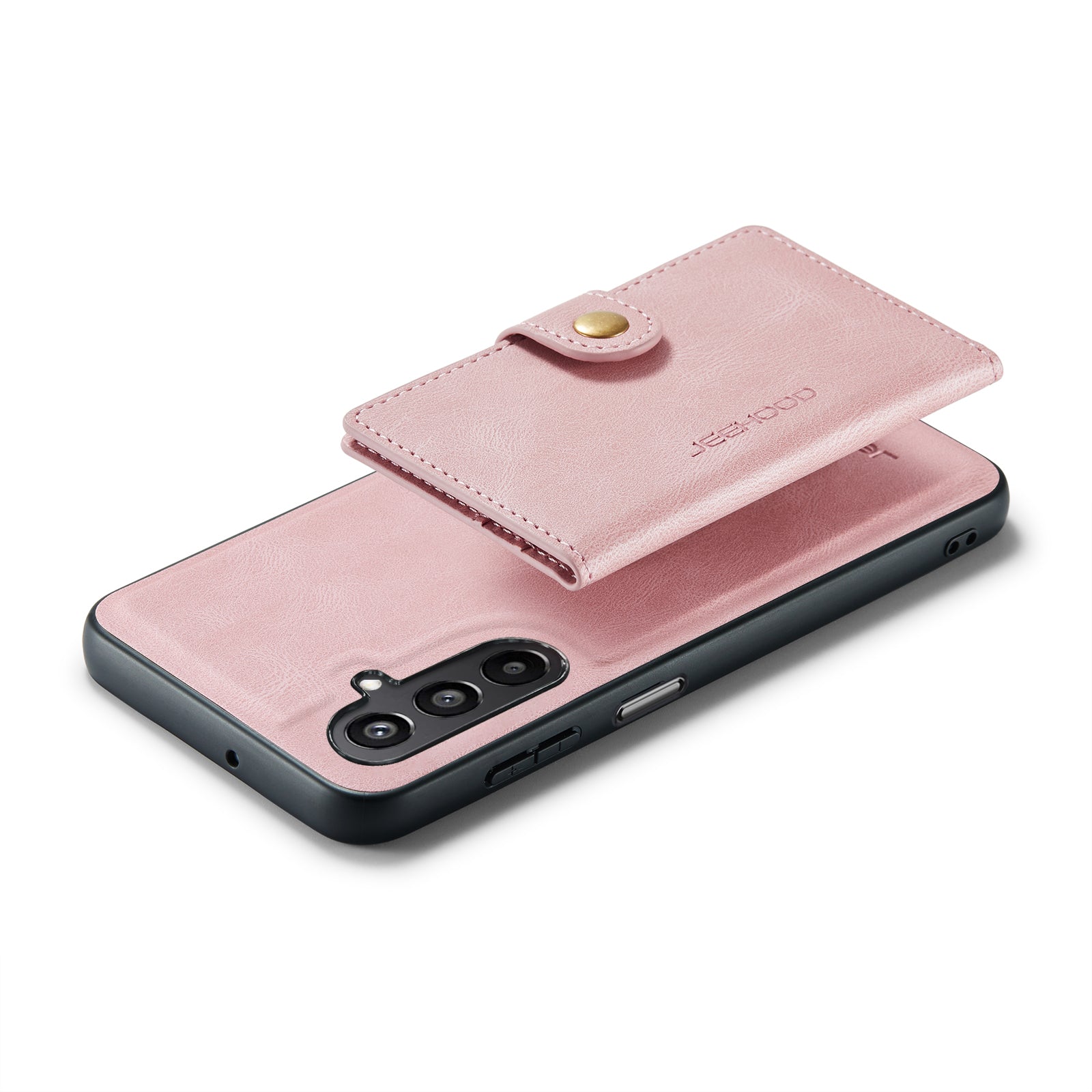 For Samsung Galaxy A16 5G Case JEEHOOD J01 Retro Leather Phone Back Cover with Detachable Magnetic Card Holder - Pink
