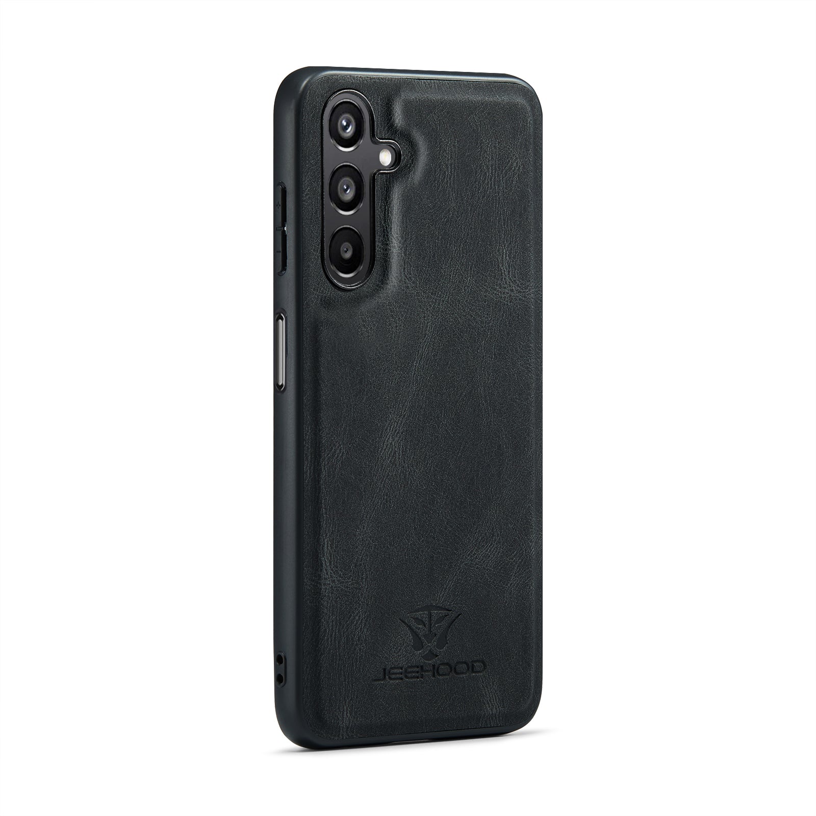 For Samsung Galaxy A16 5G Case JEEHOOD J01 Retro Leather Phone Back Cover with Detachable Magnetic Card Holder - Black