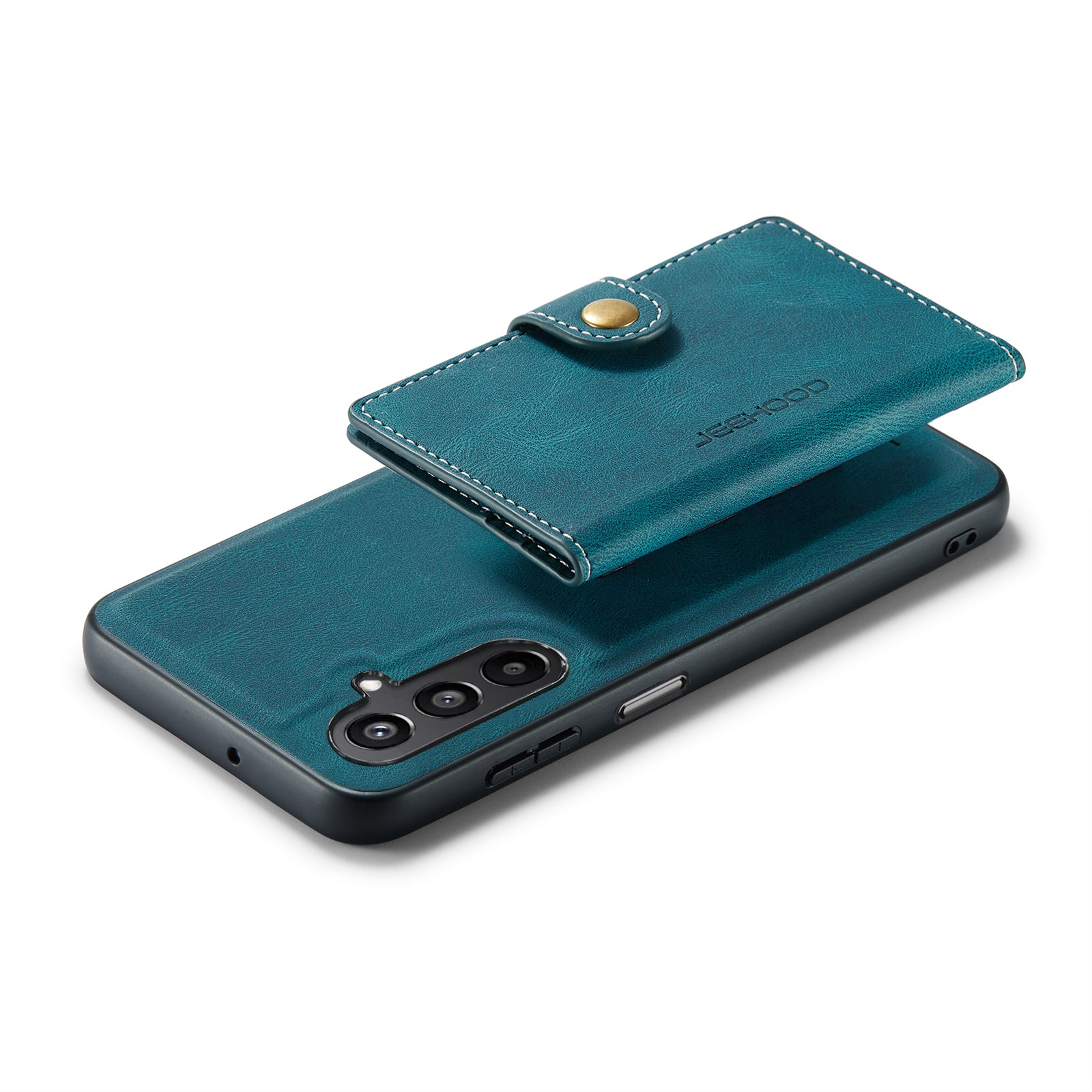 For Samsung Galaxy A16 5G Case JEEHOOD J01 Retro Leather Phone Back Cover with Detachable Magnetic Card Holder - Blue
