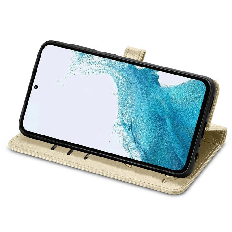 For Samsung Galaxy A36 5G / A56 5G Case Leather Wallet Flip Phone Cover Cute Cat Dog Pattern - Gold