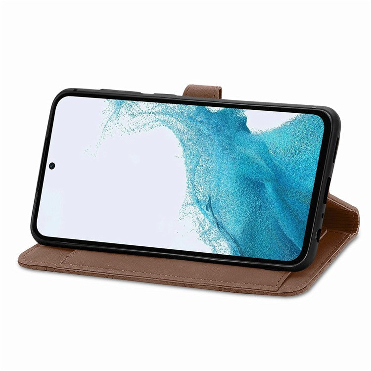 For Samsung Galaxy A36 5G / A56 5G Case Zipper Wallet PU Leather Flower Imprint Phone Cover - Brown