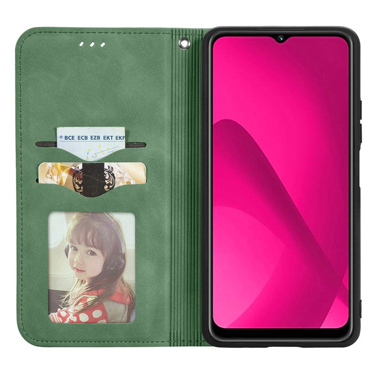 For Infinix Smart 9 4G Case Skin Touch Feeling Leather Card Holder Phone Cover Magnetic Absorption - Green