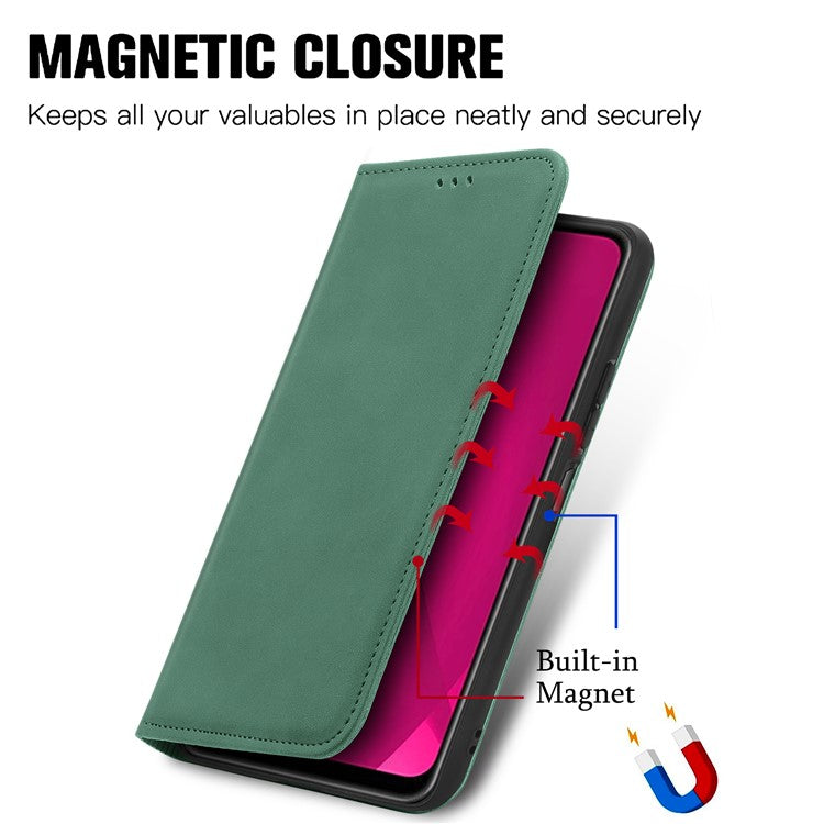 For Infinix Smart 9 4G Case Skin Touch Feeling Leather Card Holder Phone Cover Magnetic Absorption - Green