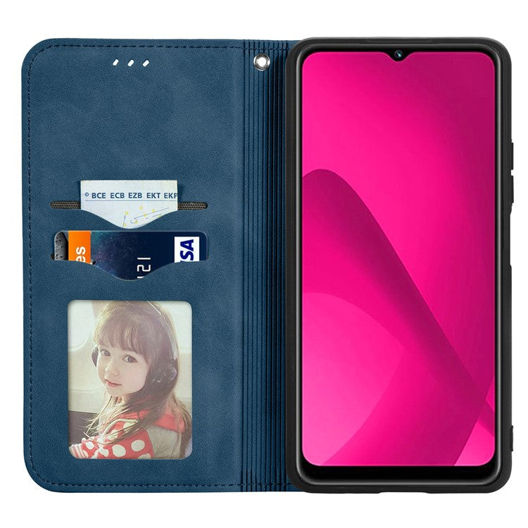 For Infinix Smart 9 4G Case Skin Touch Feeling Leather Card Holder Phone Cover Magnetic Absorption - Dark Blue