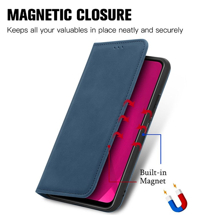 For Infinix Smart 9 4G Case Skin Touch Feeling Leather Card Holder Phone Cover Magnetic Absorption - Dark Blue