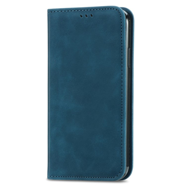 For Infinix Smart 9 4G Case Skin Touch Feeling Leather Card Holder Phone Cover Magnetic Absorption - Dark Blue