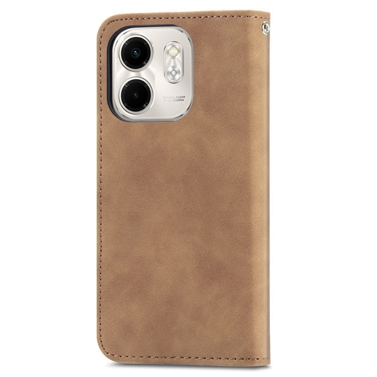 For Infinix Smart 9 4G Case Skin Touch Feeling Leather Card Holder Phone Cover Magnetic Absorption - Brown