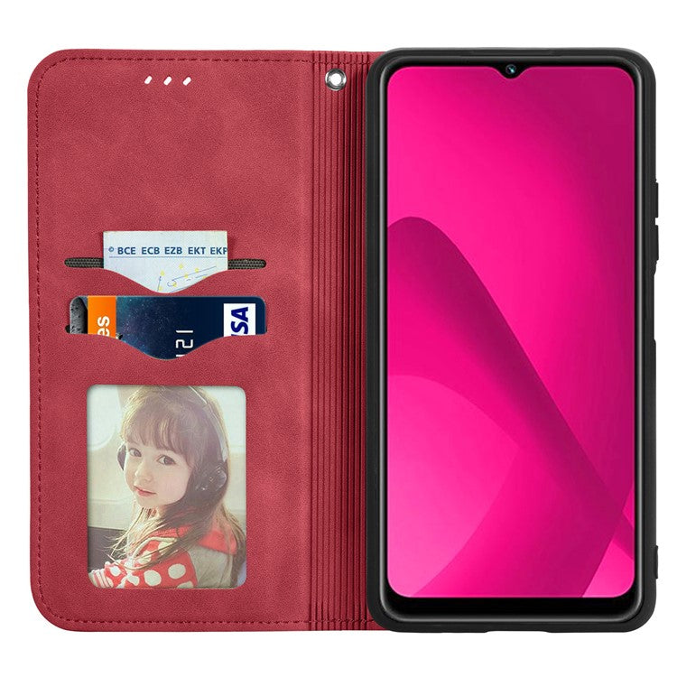 For Infinix Smart 9 4G Case Skin Touch Feeling Leather Card Holder Phone Cover Magnetic Absorption - Red