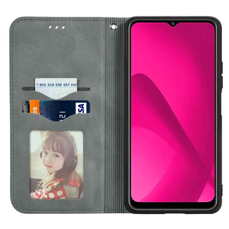 For Infinix Smart 9 4G Case Skin Touch Feeling Leather Card Holder Phone Cover Magnetic Absorption - Grey