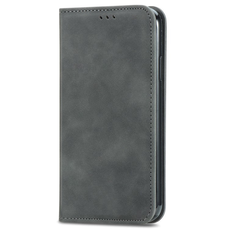 For Infinix Smart 9 4G Case Skin Touch Feeling Leather Card Holder Phone Cover Magnetic Absorption - Grey