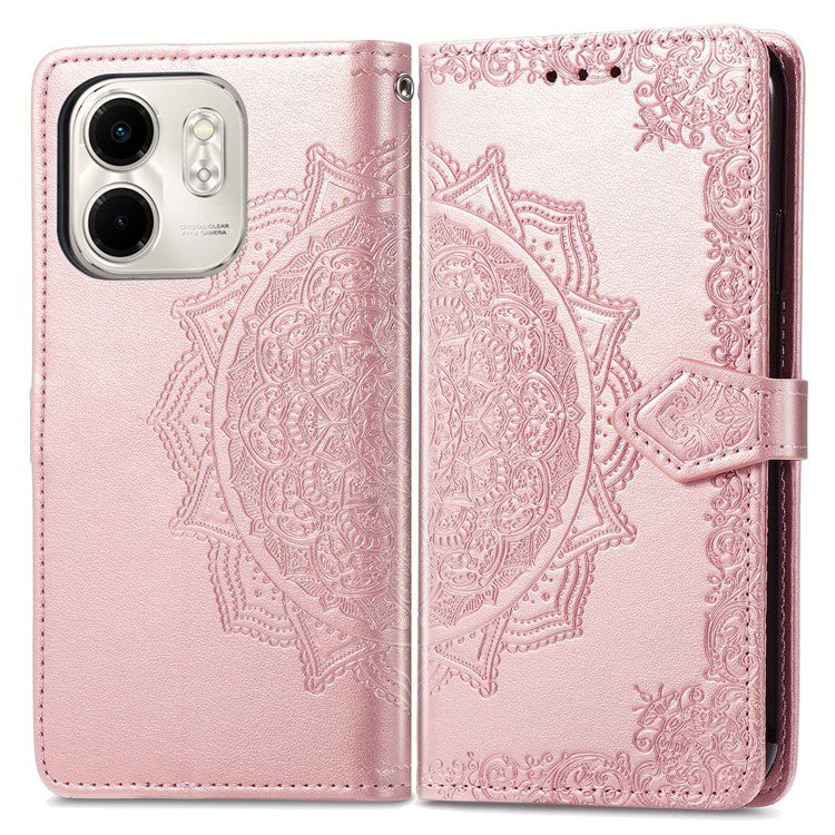 For Infinix Smart 9 4G Wallet Case Mandala Flower Leather Phone Cover Stand View - Rose Gold