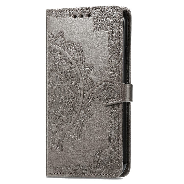 For Infinix Smart 9 4G Wallet Case Mandala Flower Leather Phone Cover Stand View - Grey