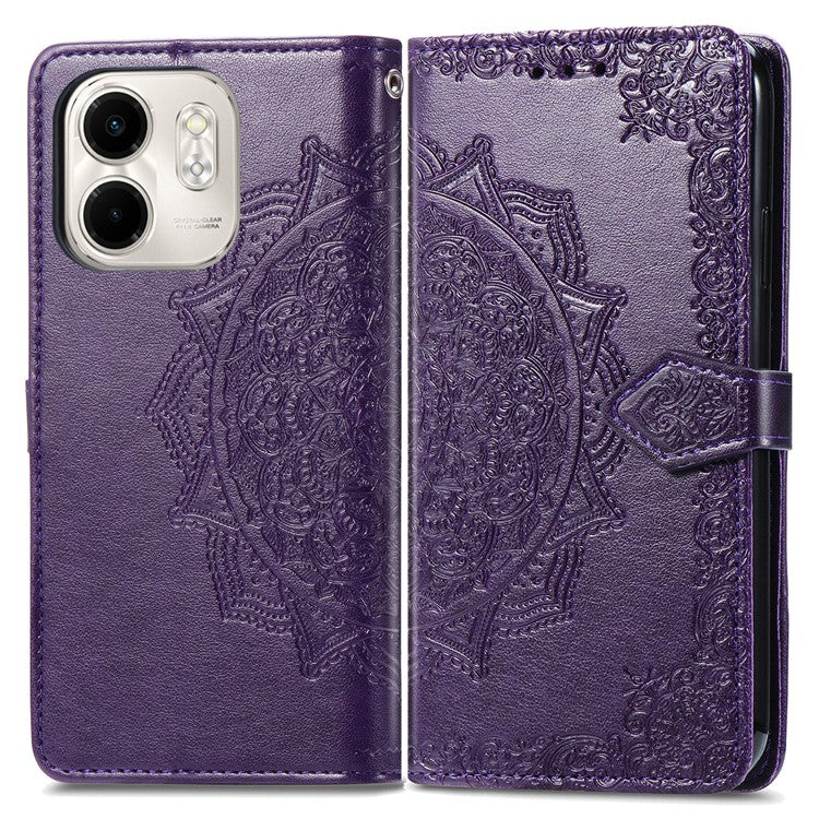 For Infinix Smart 9 4G Wallet Case Mandala Flower Leather Phone Cover Stand View - Purple