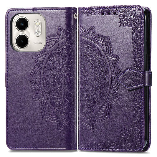 For Infinix Smart 9 4G Wallet Case Mandala Flower Leather Phone Cover Stand View - Purple
