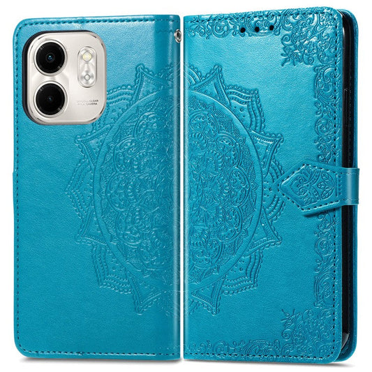 For Infinix Smart 9 4G Wallet Case Mandala Flower Leather Phone Cover Stand View - Blue
