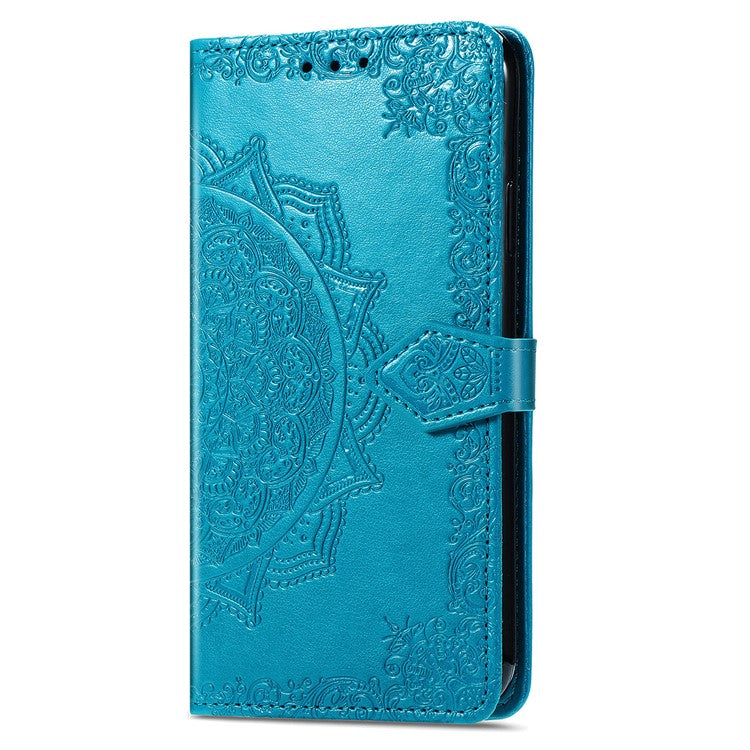 For Infinix Smart 9 4G Wallet Case Mandala Flower Leather Phone Cover Stand View - Blue