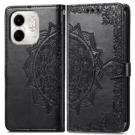 For Infinix Smart 9 4G Wallet Case Mandala Flower Leather Phone Cover Stand View - Black