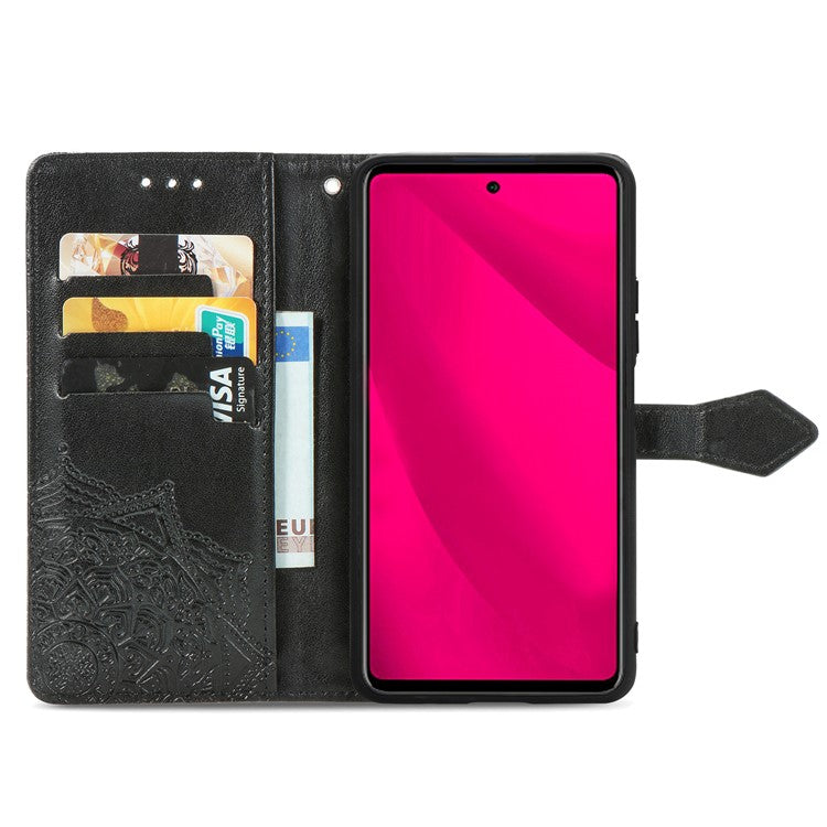 For Infinix Smart 9 4G Wallet Case Mandala Flower Leather Phone Cover Stand View - Black