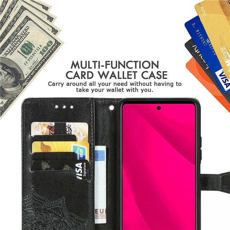 For Infinix Smart 9 4G Wallet Case Mandala Flower Leather Phone Cover Stand View - Black