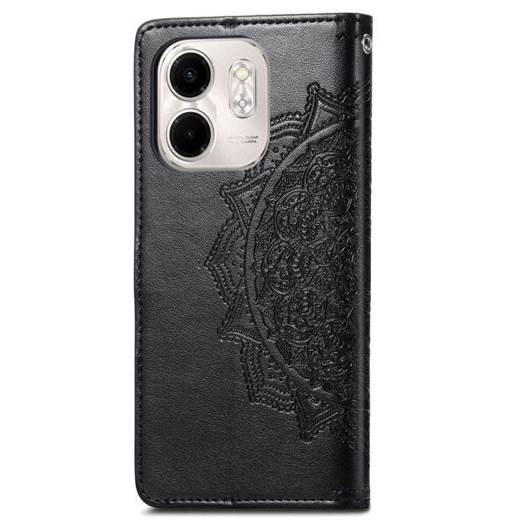 For Infinix Smart 9 4G Wallet Case Mandala Flower Leather Phone Cover Stand View - Black
