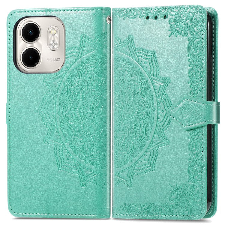 For Infinix Smart 9 4G Wallet Case Mandala Flower Leather Phone Cover Stand View - Green