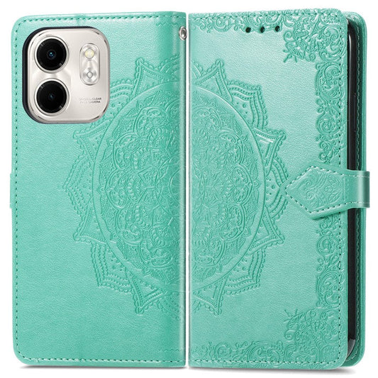 For Infinix Smart 9 4G Wallet Case Mandala Flower Leather Phone Cover Stand View - Green
