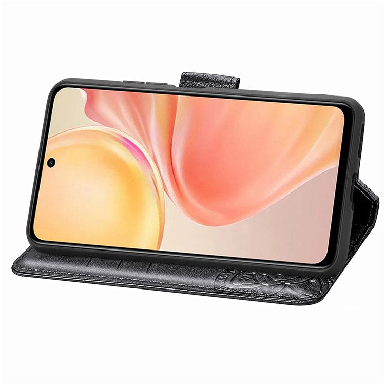 For Infinix Smart 9 4G Case PU Leather Wallet Phone Cover Butterfly Pattern - Black