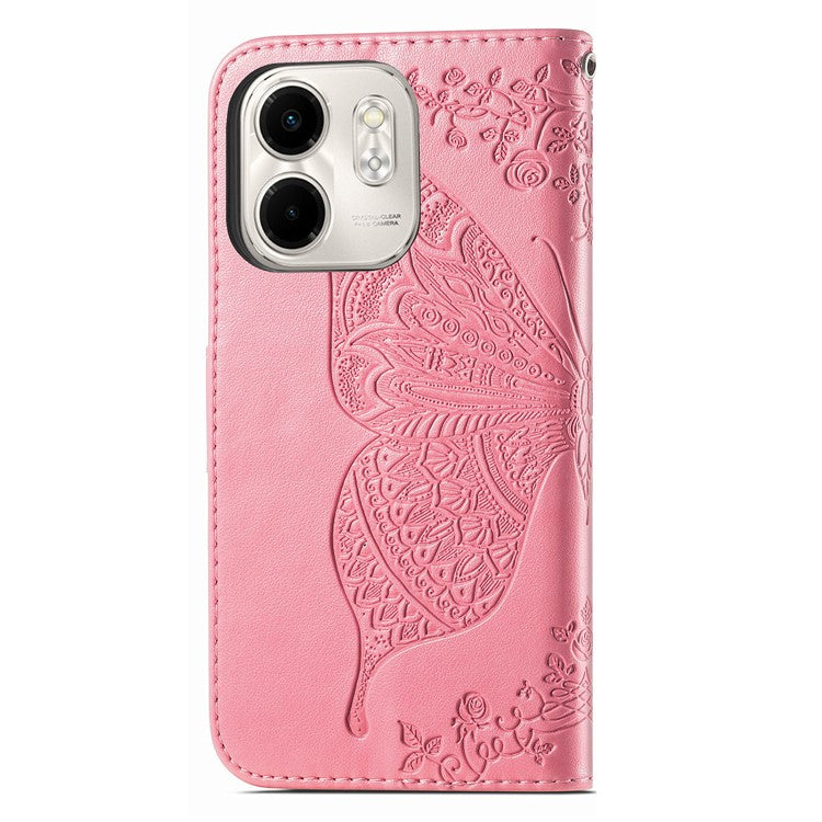 For Infinix Smart 9 4G Case PU Leather Wallet Phone Cover Butterfly Pattern - Pink