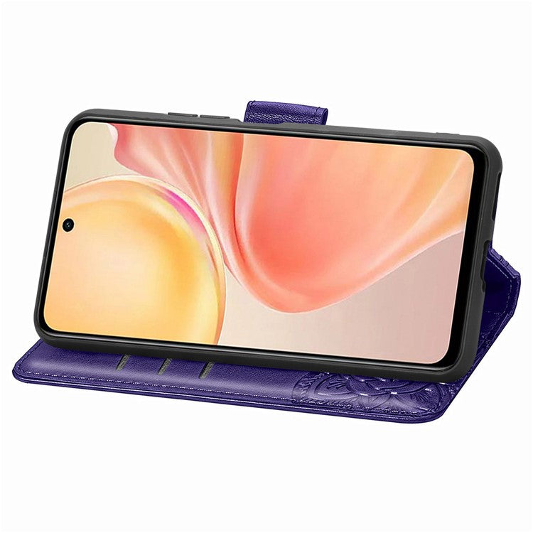 For Infinix Smart 9 4G Case PU Leather Wallet Phone Cover Butterfly Pattern - Dark Purple