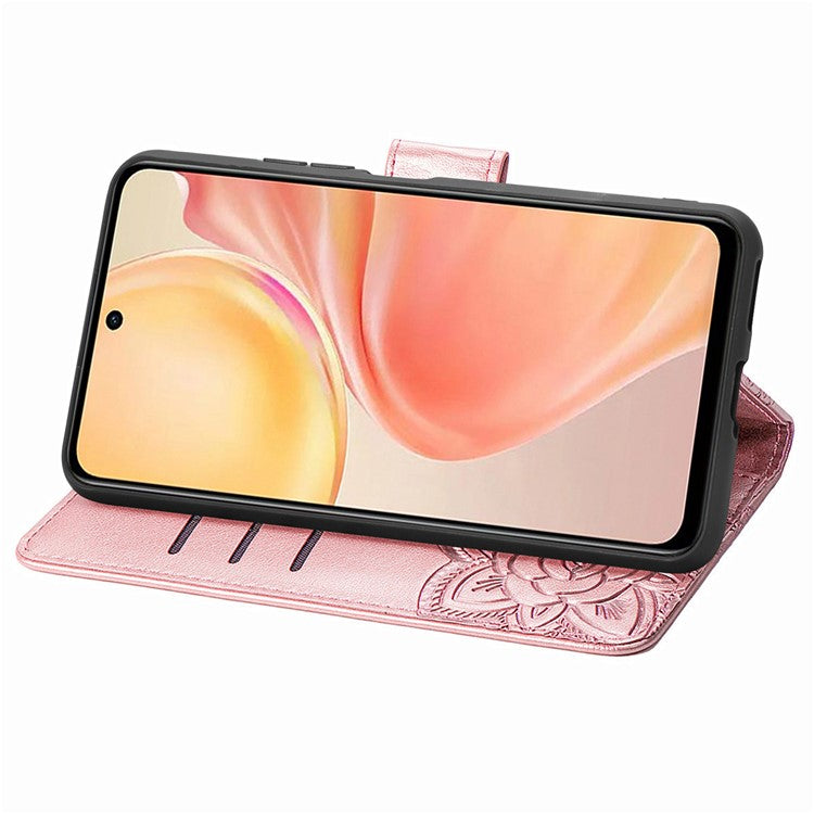 For Infinix Smart 9 4G Case PU Leather Wallet Phone Cover Butterfly Pattern - Rose Gold