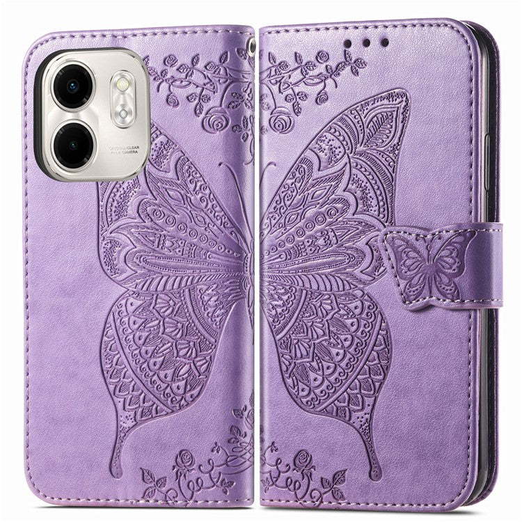 For Infinix Smart 9 4G Case PU Leather Wallet Phone Cover Butterfly Pattern - Light Purple