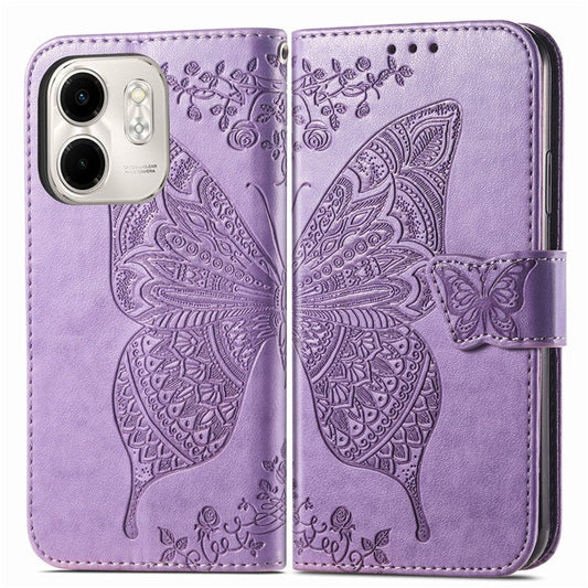 For Infinix Smart 9 4G Case PU Leather Wallet Phone Cover Butterfly Pattern - Light Purple