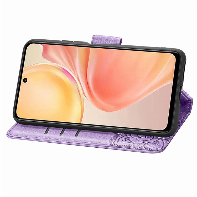 For Infinix Smart 9 4G Case PU Leather Wallet Phone Cover Butterfly Pattern - Light Purple