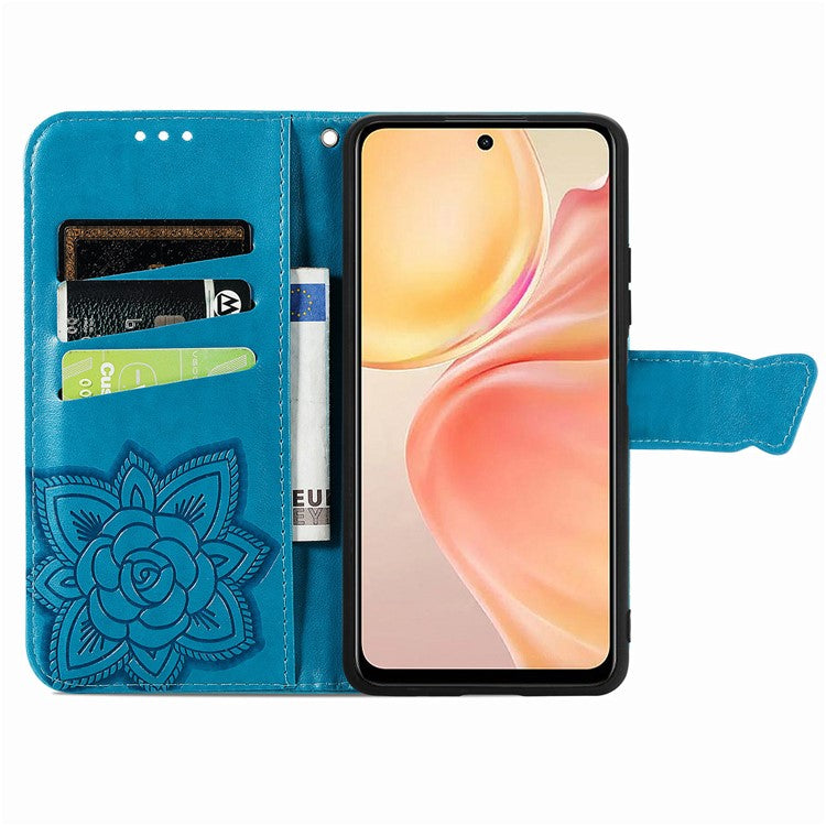 For Infinix Smart 9 4G Case PU Leather Wallet Phone Cover Butterfly Pattern - Blue