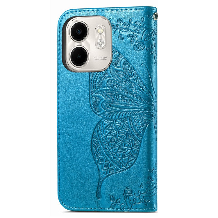 For Infinix Smart 9 4G Case PU Leather Wallet Phone Cover Butterfly Pattern - Blue