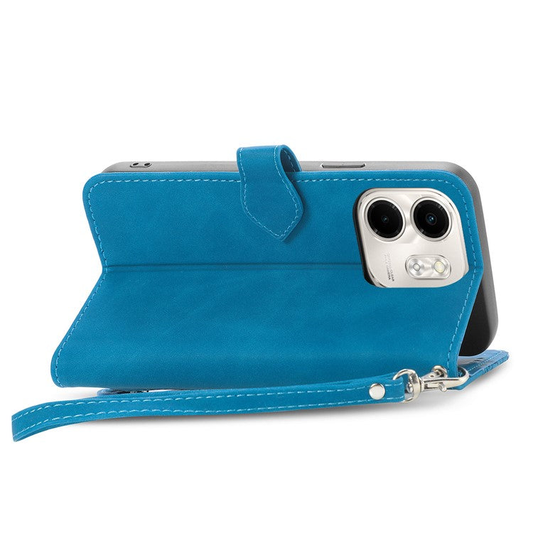 For Infinix Smart 9 4G Case Zipper Wallet PU Leather Flower Imprint Phone Cover - Blue