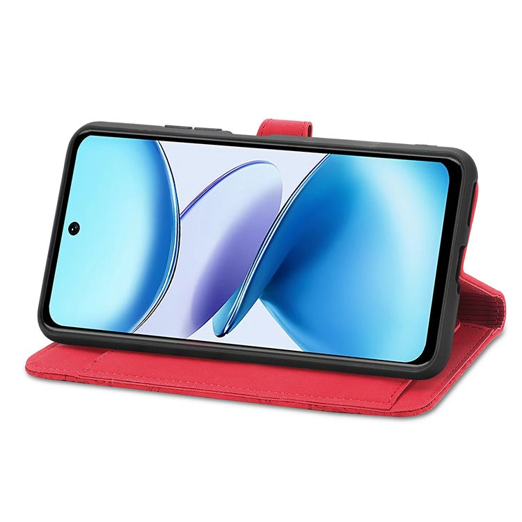 For Infinix Smart 9 4G Case Zipper Wallet PU Leather Flower Imprint Phone Cover - Red