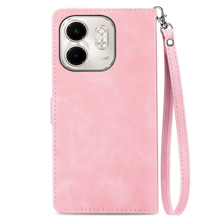 For Infinix Smart 9 4G Case Zipper Wallet PU Leather Flower Imprint Phone Cover - Pink