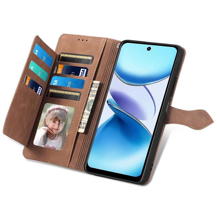 For Infinix Smart 9 4G Case Zipper Wallet PU Leather Flower Imprint Phone Cover - Brown