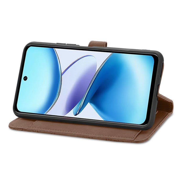 For Infinix Smart 9 4G Case Zipper Wallet PU Leather Flower Imprint Phone Cover - Brown