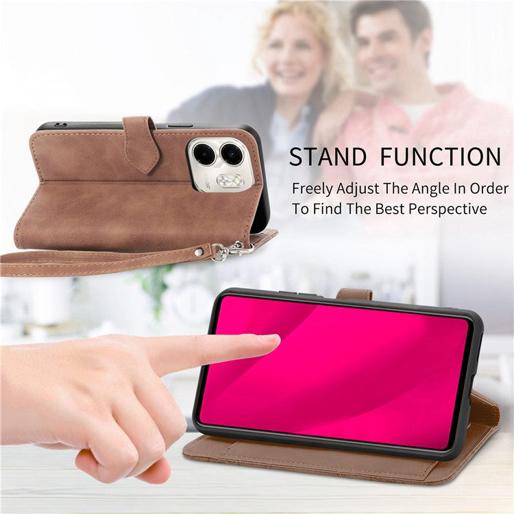 For Infinix Smart 9 4G Case Zipper Wallet PU Leather Flower Imprint Phone Cover - Brown