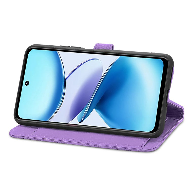 For Infinix Smart 9 4G Case Zipper Wallet PU Leather Flower Imprint Phone Cover - Light Purple