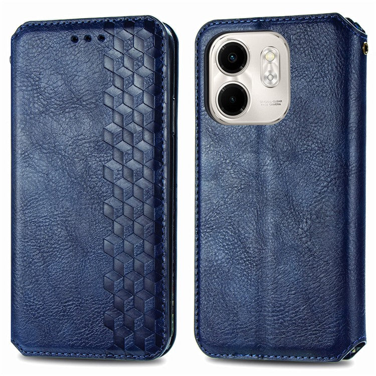 For Infinix Smart 9 4G Case Rhombus Imprint PU Leather Wallet Phone Cover - Blue