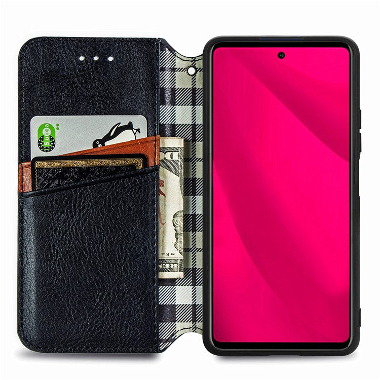 For Infinix Smart 9 4G Case Rhombus Imprint PU Leather Wallet Phone Cover - Black