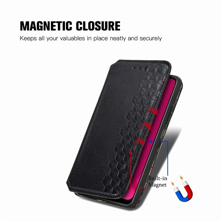 For Infinix Smart 9 4G Case Rhombus Imprint PU Leather Wallet Phone Cover - Black
