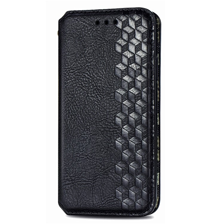 For Infinix Smart 9 4G Case Rhombus Imprint PU Leather Wallet Phone Cover - Black