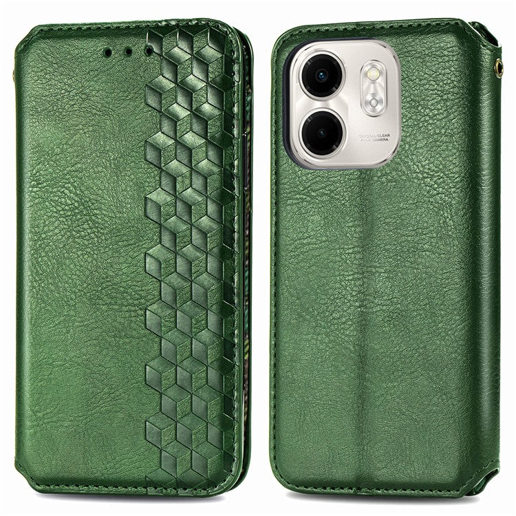 For Infinix Smart 9 4G Case Rhombus Imprint PU Leather Wallet Phone Cover - Green