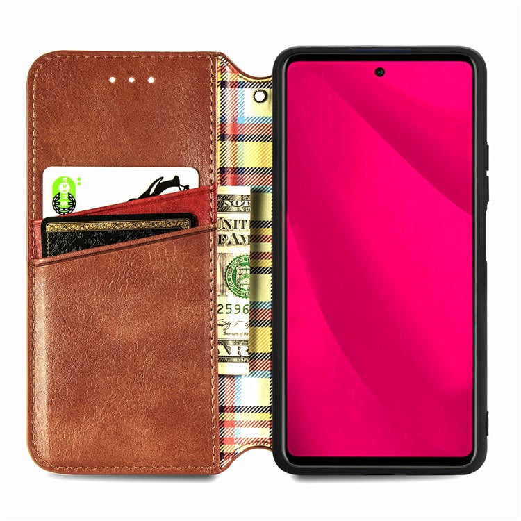For Infinix Smart 9 4G Case Rhombus Imprint PU Leather Wallet Phone Cover - Brown
