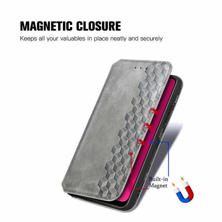 For Infinix Smart 9 4G Case Rhombus Imprint PU Leather Wallet Phone Cover - Grey