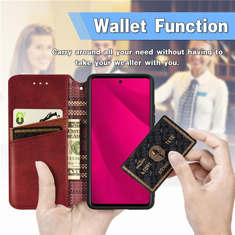 For Infinix Smart 9 4G Case Rhombus Imprint PU Leather Wallet Phone Cover - Red